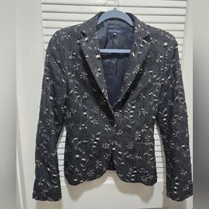 Adolfo Dominguez Black and White Textured Blazer